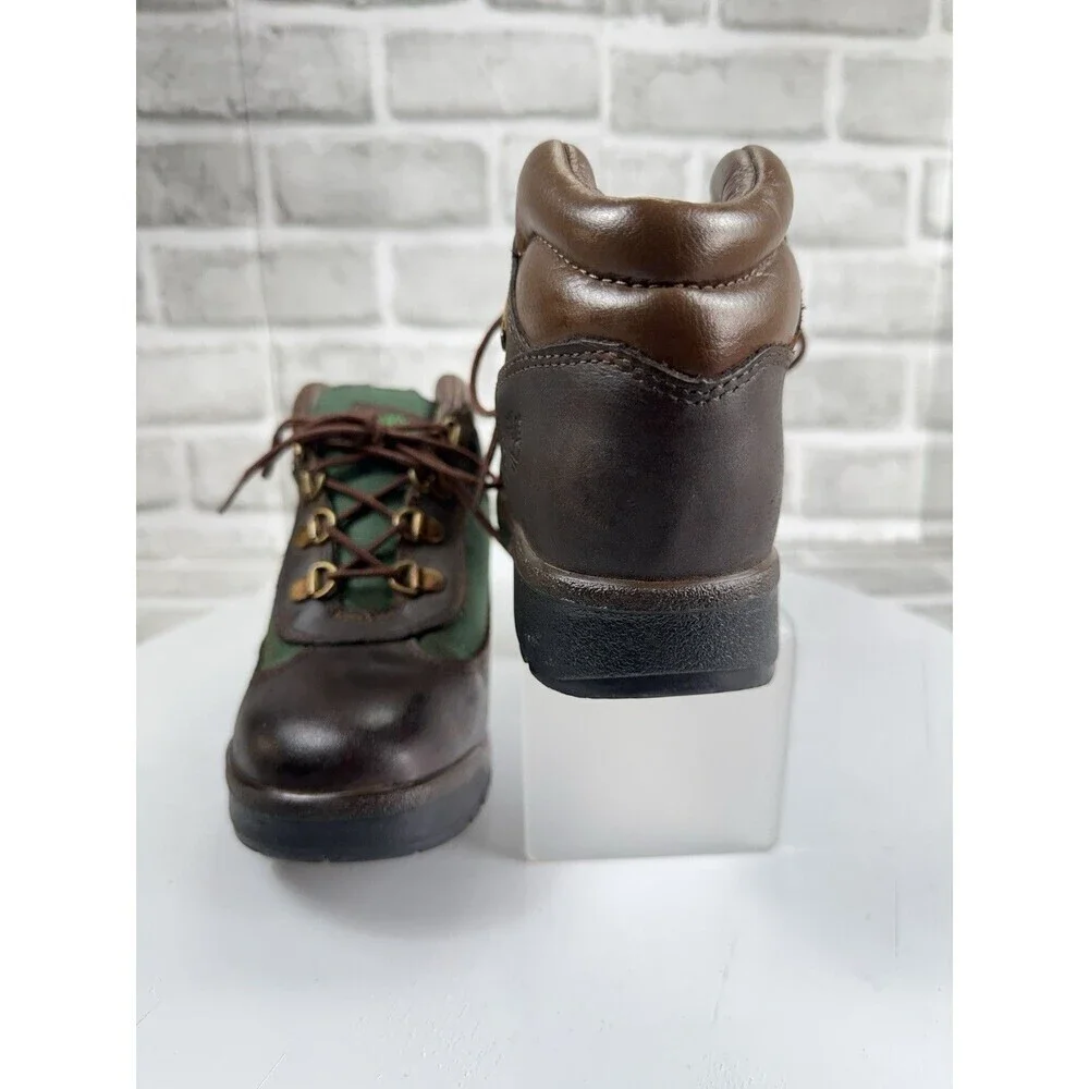 Timberland 6” Youth Size 3 Brown and Green Leather Field Boots